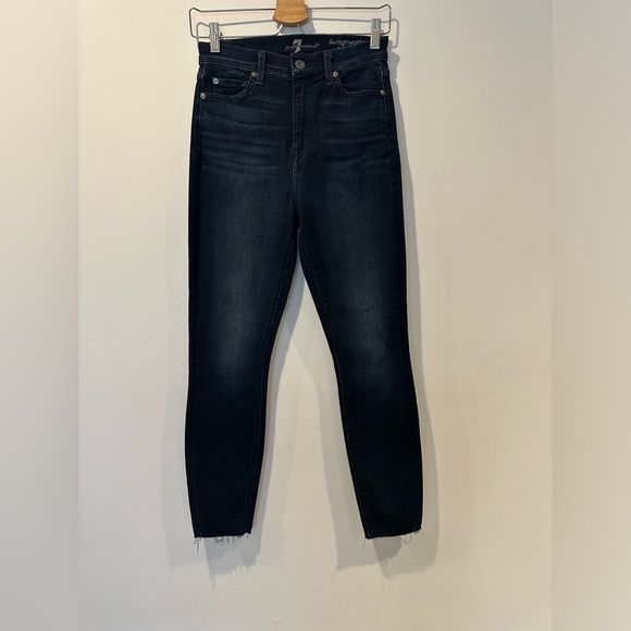 7 for all mandkind The High Waist Ankle Skinny in Indigo - Picture 3 of 6